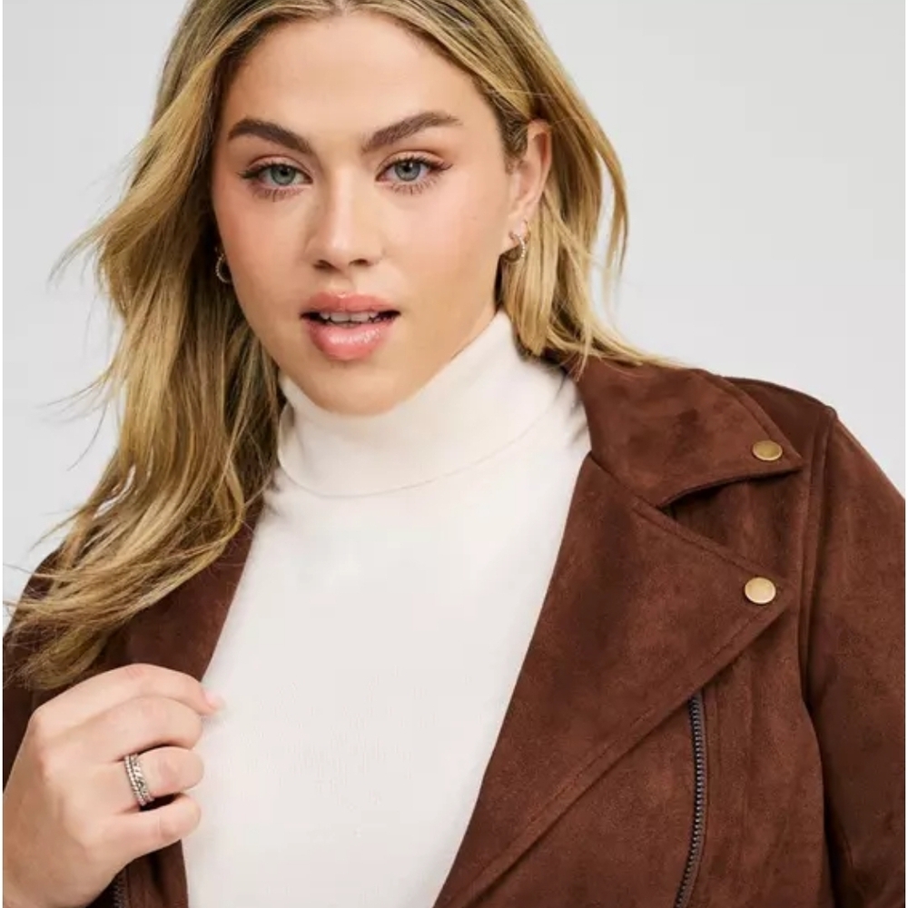 Chic Women's Brown Leather Jacket - Picture 1 of 11